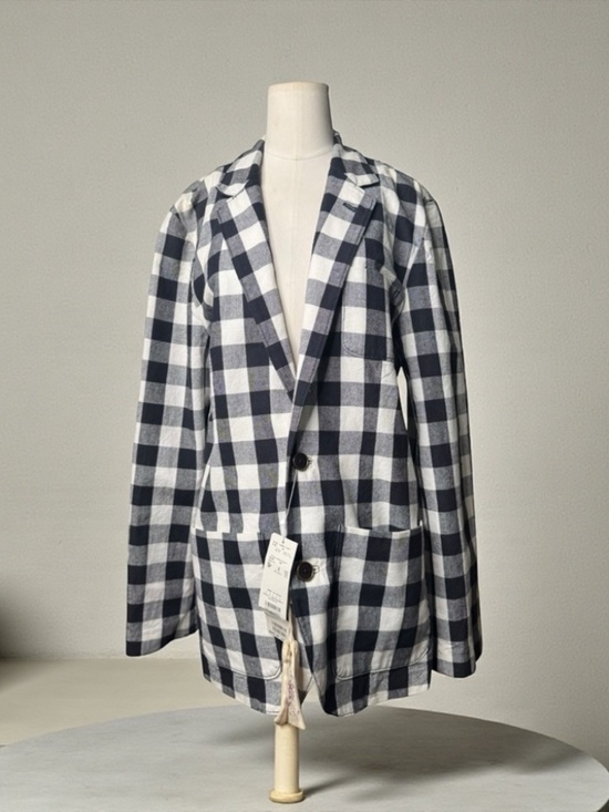 trovata Jackets & Blazers - Trovata 100% Cotton Gingham Blazer Size 40 | Blue White Check Jacket